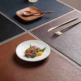 1pc Heat Resistant Leather Placemat, Scratch-Resistant, Waterproof And Stain-Resistant, Easy To Clean For Dining Room And Kitchen, Modern Minimalist Design Suitable For Holidays And Home