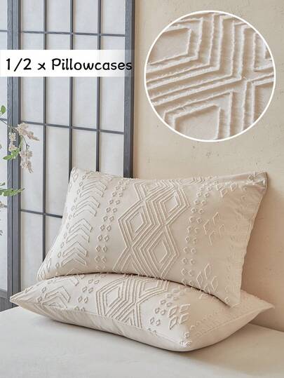 غطاء وسادة مطرز بطراز بوهيمي بيج، غطاء وسادة ذو طراز هندسي فريد من نوعه، مناسب لغرفة النوم وغرفة المعيشة وديكور المنزل البوهيمي، ناعم ومنفذ للهواء، قابل للغسل في الغسالة، مناسب لجميع الفصول، بدون إدراج الوسادة