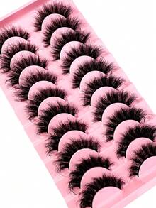 LYBCG New 10Pairs D Curl Volume Russian Volume Natural Fluffy Faux Eyelashes,Classic Cat Eye Mink False Eyelashes, Cross Wispy Dramatic Volume 5D Faux Eyelashes, Soft & Natural-Looking Eyelash Extension Makeup For A Natural Look Strip Lashes,Lashes,Eyelashes,Fake Lashes-RL49 - màu đen - Xem 2