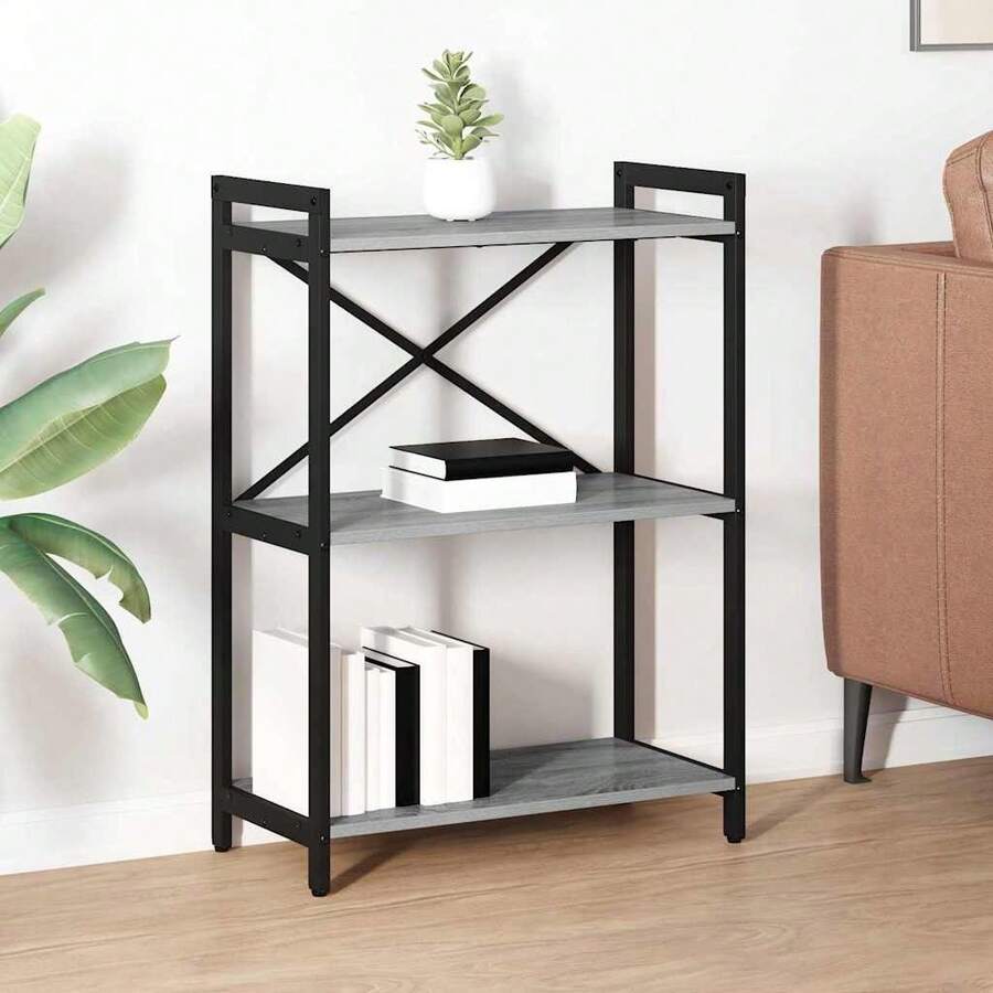 vidaXL Étagère Sonoma cinza 60 x 30 x 85 cm Bois d'ingénierie - Cinza - Ver 1