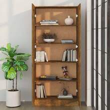 vidaXL Armoire à livres Chêne fumé 82,5x30,5x185,5cm Bois d'ingénierie - Tabac - Voir 3