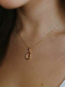 1pc Stainless Steel Simple Asymmetrical Hollow Round Shape Pendant Necklace Versatile Geometric Pendant Necklace For Women Gifts - Necklace - View 1