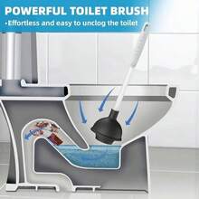 Juego Combinado 2 en 1 de Escobilla y Desatascador para Baño, Elimina Obstrucciones en Inodoro y Drenajes con Succión Fuerte, Base Compacta Antigoteo y Mango Largo - como se muestra en la figura - Ver 4