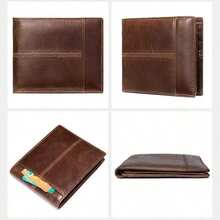 RFID Men's Genuine Leather Wallet Classic Cow Hide Design With Elegant Gift Packaging & Secure RFID Protection System For Everyday Use - 棕色 - 查看 3