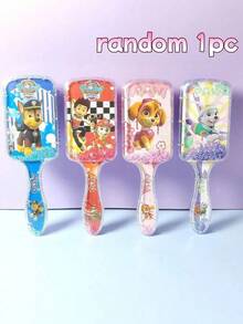 1pc Paw Patrol Character Shaped Comb, Cute Ryder, Chase, Rubble, Sky, Zuma Air Cushion Detangling Brush, Glitter Brush - Multicolor - View 6