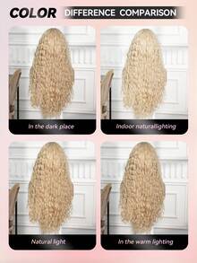 28英寸长渐变金色小到中卷多层次发型合成假发，外观自然，蕾丝前假发，13*4手工编织蕾丝，化纤发丝，日常佩戴，进口丝绸，适合派对、婚礼、音乐节、万圣节等场合，可作礼物。 - 彩色 - 查看 10