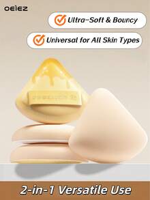 OEIEZ 2个装美妆海绵粉扑，大号，快速打造无瑕妆容，遮瑕海绵适用于液体和膏状粉底液。 - 彩色 - 查看 5