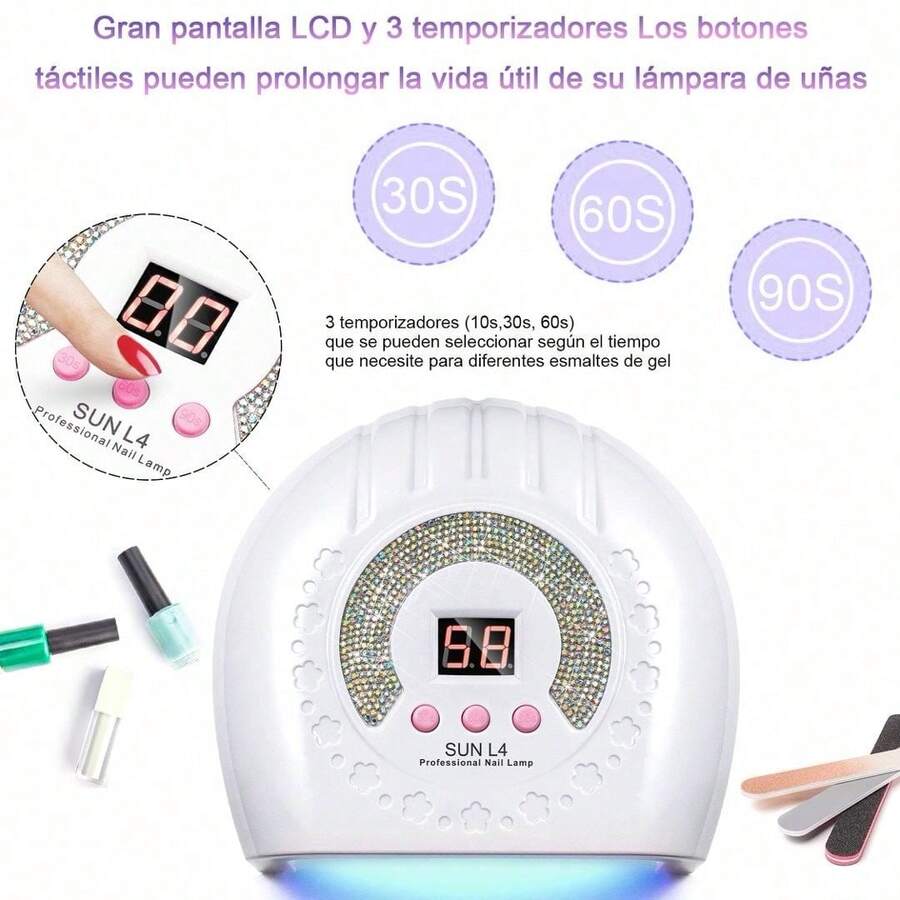 Nueva Actualización En 2026 De La Lámpara De Uñas Profesional Led, Secadora De Curado De Gel De Uñas Ultravioleta, Con Cronómetro Y Sensor De 3 Horas Para Secar Rápidamente Las Herramientas De Uñas - Blanco - Ver 1
