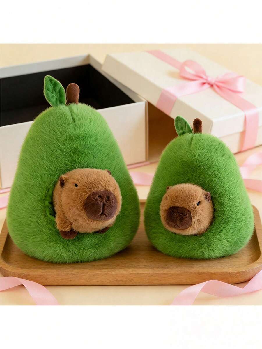 13.78inch Cute Capybara Plush Toy, Soft Capybara Plush Pillow With Avocado Capybara Plush Toy, Suitable For Girls, Children, Adults Birthday, Valentine's Day Gift - Multicolor - View 1