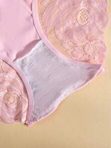 5pcs/Pack Plus Size Women's Solid Color Lace Patchwork Sexy Bikini Briefs - Multicolor - View 7