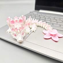 3D Printed Articulated Sakura Dragon Figurine, Realistic Animal Decor, Doll, Gift For Holiday, Birthday, Perfect Present - Multicolor - View 6