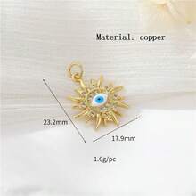 1件铜质时尚高端恶魔之眼个性化嘻哈吊坠，DIY手链项链耳环首饰配件 - 彩色 - 查看 5