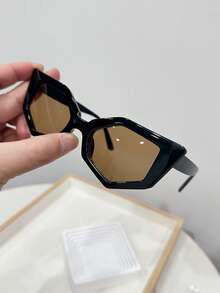 1pc Women's Casual Retro Cat Eye Tinted Fashion Glasses, Fashionable For Daily Wear, Beach, Street Style - Multicolor - View 4