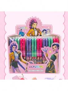 6支/套 Kpop恶魔猎人热门K-POP女巫狩猎组合可擦中性笔，按压式笔，学生文具，男士签名笔，返校季，情人节礼物 - 彩色 - 查看 2