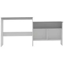 vidaXL Tavolo da bar con 2 dessus de table Blanc e Gris 130x40x120 cm - Bianco - Visualizzare 3