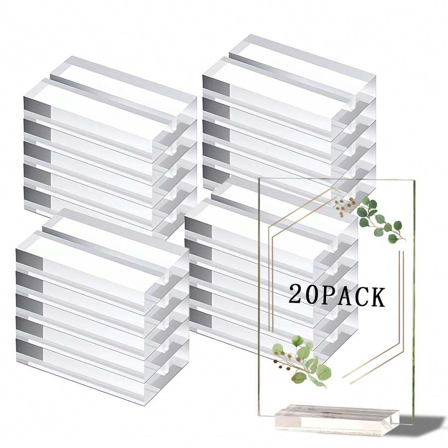 20个亚克力透明卡座，带卡槽，可用于桌面展示、婚礼指示牌、数码照片办公菜单会议等，透明座位卡架 - 彩色 - 查看 1