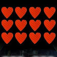 12片装汽车心形反光贴纸，适合作为送给男朋友、家人的礼物 - 12pc愛心反光貼 - 查看 12
