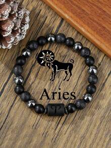 12 Zodiac Signs Natural Volcanic Stone Black Vintage Bracelet, Handmade Couple Bracelet Wholesale - Bracelet - View 23