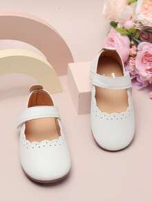 Infant Flat Hook And Loop Casual Shoes, Simple Design Girls Comfortable Versatile Leather Shoes - White - View 6
