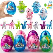Joyfy 8 Pack Pre Filled 3.5" Easter Egg With Unicorn Deformation Toys, Easter Party Favor For Easter Egg Hunt, Basket Stuffers Filler, Prize Supplies - 彩色 - 查看 1