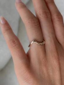 1 Pc Or 1Set 925 Sterling Silver Twisted Arm Half Set Egg Shaped Small Arc Ring Women's Date Night Party Ring Anniversary Gift Exquisite Ladies' Jewelry - Gold - View 14