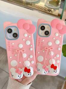 Sanrio Cute Pink Sweet Girl KT Cat Pendant Charm Compatible With Apple 17 Phone Case, 15 Pro Max New Model, Full Coverage, Anti-Fall Soft Silicone 14 Pro, 16 Pro Protective Cover, 13 - Multicolor - View 5