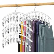 Legging Organizer For Closet, Metal Yoga Pants Hangers 2 Pack W/10 Clips Holds 20 Leggings, Space Saving Hanging Closet Organizer W/Rubber Coated Closet Organizers And Storage, Black - 白色 - 查看 12