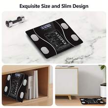 Upgraded Design+Weight Loss Plan Card, Enlarged Surface, 400 LB High-Strength & High-Precision Electronic Weight Scale, Smart Digital Bathroom Scale, HD LCD Display & Temperature Display Fahrenheit & LB/KG Switch, Multi-Function Body Weighing Machine - Black - View 5