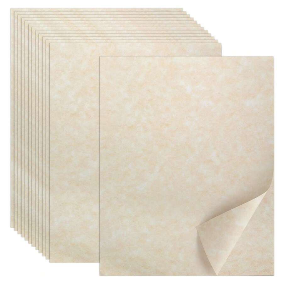 70 tờ giấy chứng nhận, khổ 8.5 x 11 inch, giấy in giả da, giấy văn phòng phẩm hai mặt dùng cho sơ yếu lý lịch, bằng tốt nghiệp, giải thưởng, nghệ thuật, thủ công, chứng chỉ cổ điển. - Màu be - Xem 1