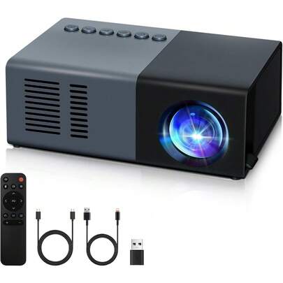 Mini Projector, Small Portable Projector .Suitable For Gifts Video Projector, Indoor Video Movies, And Games. With Remote Control.Compatible For Smartphone, Laptop, PC(J9-B)