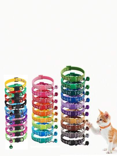 Pet Cat Collar, Anti Suffocation Adjustable Safety Buckle Cat Collar, Suitable For Small Cats And Dogs10PCSRandom Style