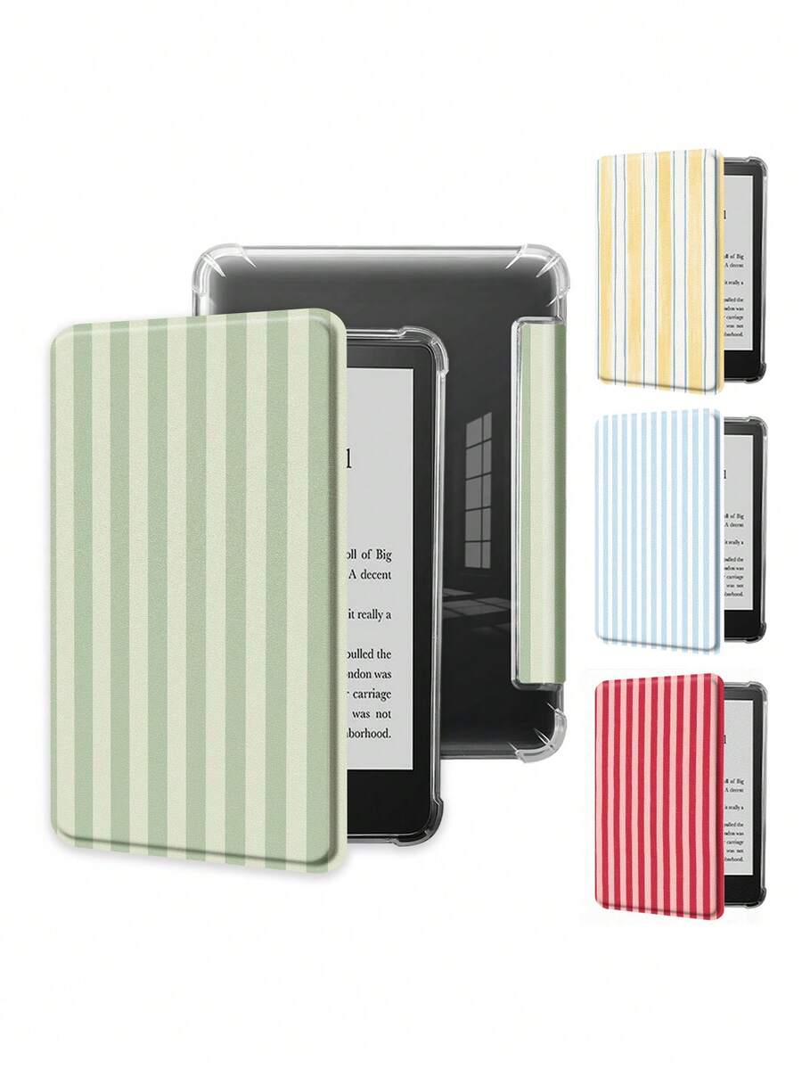 彩色条纹保护套，适用于6英寸Kindle第11代（2022年和2024年发布）、Kindle Paperwhite第12代（2024年发布） - 超薄透明TPU后盖，支持自动唤醒/睡眠，可定制 - 适合日常使用和节日送礼