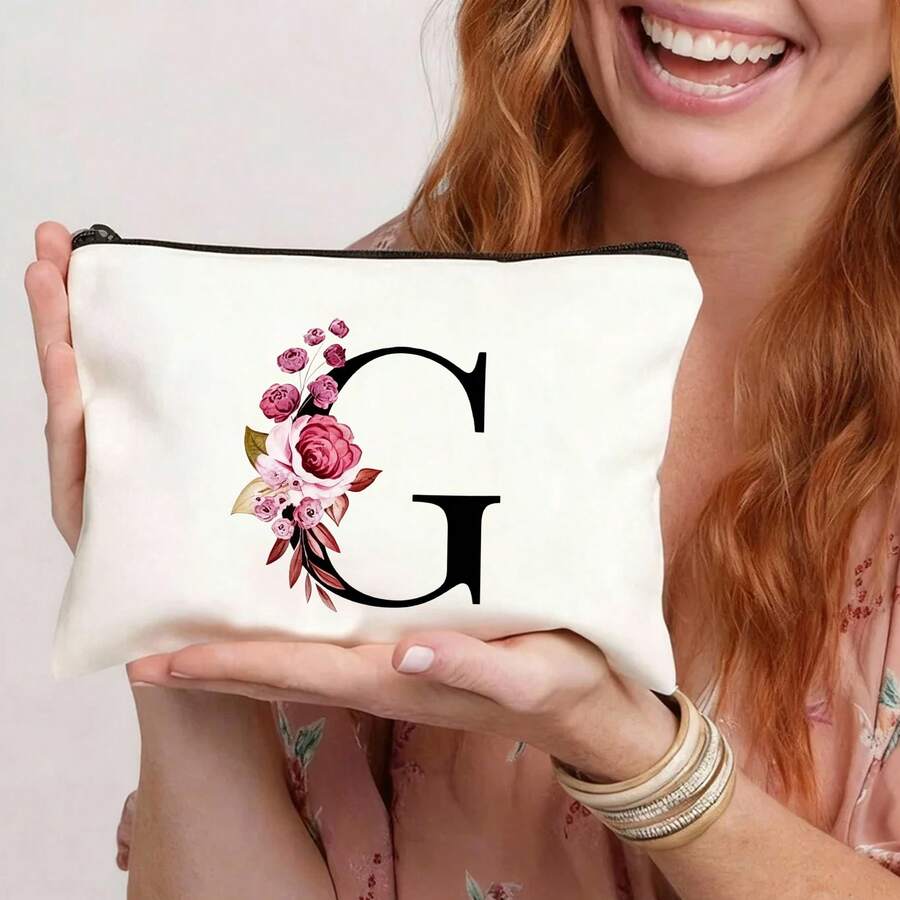 Personalized Makeup Bag, Portable Storage Pouch, Birthday Gift For Women/Mom, Gift For Best Friend, Bridesmaid Cosmetic Bag (G)
