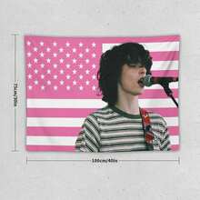 Mike Finn Wolfhard Celebrity Tapestry Thing Pink American Flag Print Stranger - Dorm Room Essential Wall Hanging For Bedroom & Living Room Decor - Nhiều màu - Xem 4