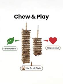 Natural Chewable Bird Toys Suitable For Parrots, Lovebirds And Small Pet Birds, Hanging Cardboard And Rope Shredding Toys For Beak Trimming And Stress Relief - Multicolor - View 3