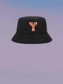 1顶儿童男女通用个性化26字母渔夫帽，时尚户外遮阳帽，适合春、夏、秋、冬日常佩戴，是生日、节日礼物和游戏活动的理想之选。 - 黑色 - 查看 13