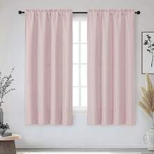 72 Inch Length 2 Panels Set Living Room Bedroom, Filtering Faux Slub Textured Window Curtain Panels, Solid Airy Soft Rod Pocket French Door Drapes, 2 Pcs 40Wx72L, Window Treatments - 臉紅 - 查看 8