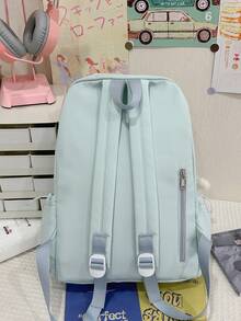 Cute Butterfly Embroidery Backpack, Fashionable Lightweight Backpack For Female Students, Middle School, High School, College, Simple Design, Large Capacity, Nylon Material - Multicolor - View 6