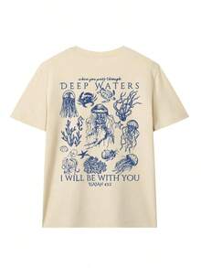 Women's Summer T-Shirt With Marine Life Print, Casual Holiday Style, Versatile, Round Neck, Short Sleeves, Fashionable Summer Colors - tắt - Xem 3