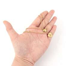 2Pcs/Set New Classic Heart Shape Hollow Initial Heart Pendent Golden Stainless Steel Bead Choker Layered Chain Necklaces For Women