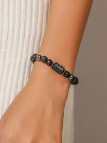 12 Zodiac Signs Natural Volcanic Stone Black Vintage Bracelet, Handmade Couple Bracelet Wholesale - Bracelet - View 4