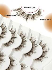 6 Pairs Eid Wet Look Brown Lashes Clear Band Eyelashes Volume Reusable False Lashes Extensions Dramatic Look Vacation Beach Curly Wispy Fake Lashes Bachelor Party Luxury Makeup Tools - 眼尾拉長款 - 查看 6