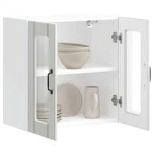vidaXL Armadio murale da cucina con porte vitrée "Lucca" Bois d'ingénierie blanc brillante - Bianco - Visualizzare 5