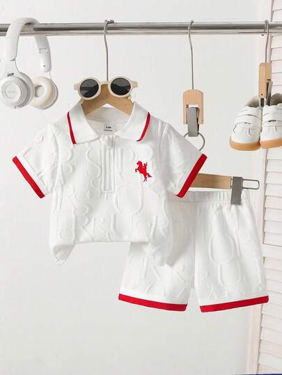 Bộ 2 món mùa hè mới, áo len dệt họa tiết hình ngựa + quần short rộng, thích hợp mặc thường ngày, phong cách sinh viên.