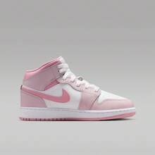 Nike 青少年款 Air Jordan 1 Mid 篮球鞋 - 白色/粉紅色 - 查看 7