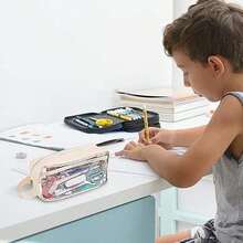 Estuche para lápices de Gran Capacidad, Estuche de Soporte para Juguete pequeño con Gran Capacidad, Neceser de Maquillaje Transparente para Cables de Datos, Accesorios, Tarjetas, cosméticos (lechoso) - como en la foto - Ver 6