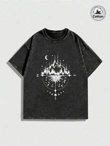 Ensemble de manches courtes pour hommes, élément nouveau de Ramadan, lavé vintage. Ensemble de manches courtes de mode de rue, motif intéressant Emo, lavé noir. Ensemble de manches courtes imprimé anglais, décontracté et cool pour le port quotidien. Ensemble de manches courtes en coton noir lavé, motif imprimé anglais, polyvalent et cool. Ensemble de style Y2K, adapté pour le port quotidien. - Noir - Voir 4