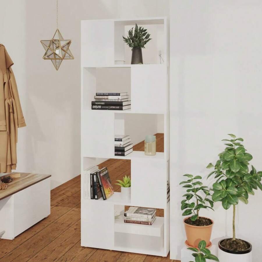vidaXL Bibliothèque Séparateur de pièce Blanc 60x24x155 cm - Blanc - Voir 1