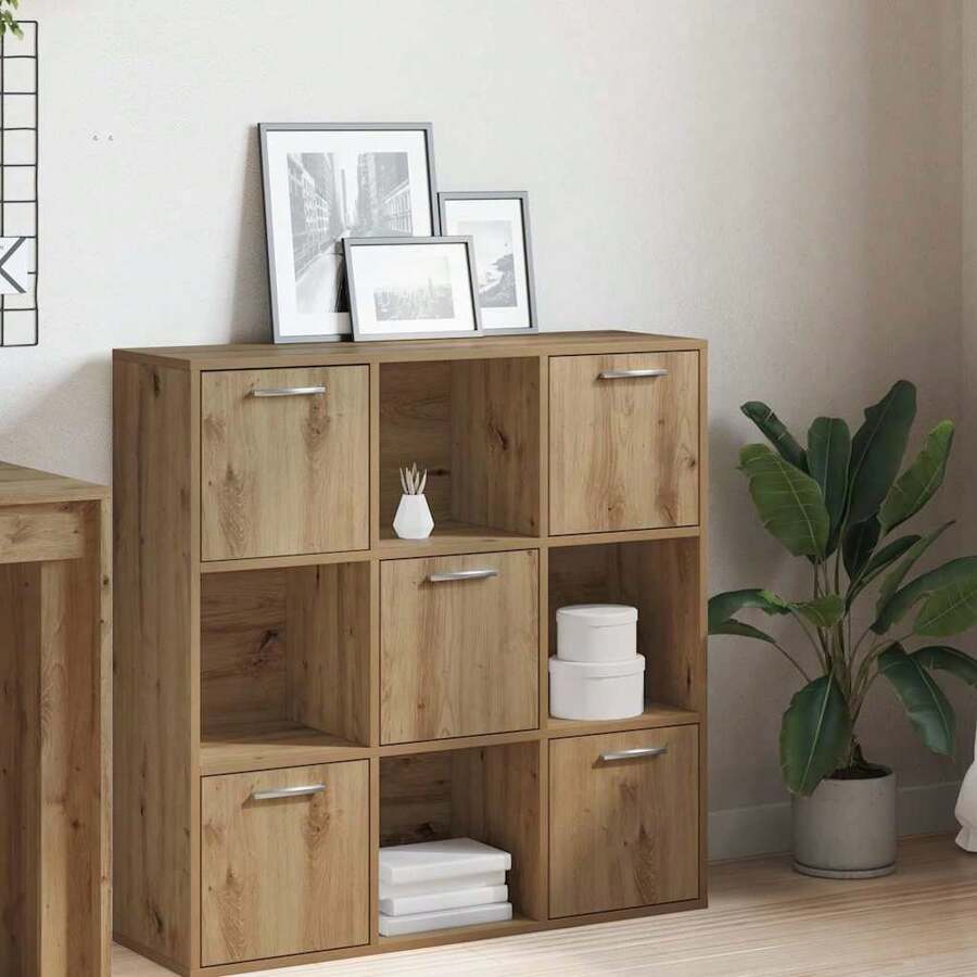 vidaXL Bibliothèque chêne artisanal 90x28x90 cm ingénierie du bois - Tabac - Voir 1