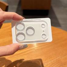 Shiny Camera Lens Protector Film Compatible With IPhone 17 Pro Max, Transparent Lens Protection Glass, Rear Lens Cover Compatible With IPhone 17, 17 Air And 17 Pro Applicable To Daily Shield, Office, Home Daily Shield Office Home Phone Camera Cover Sparkling Crystal Waterproof Shockproof Anti-Fall Scratch Resistant - Silver - View 7